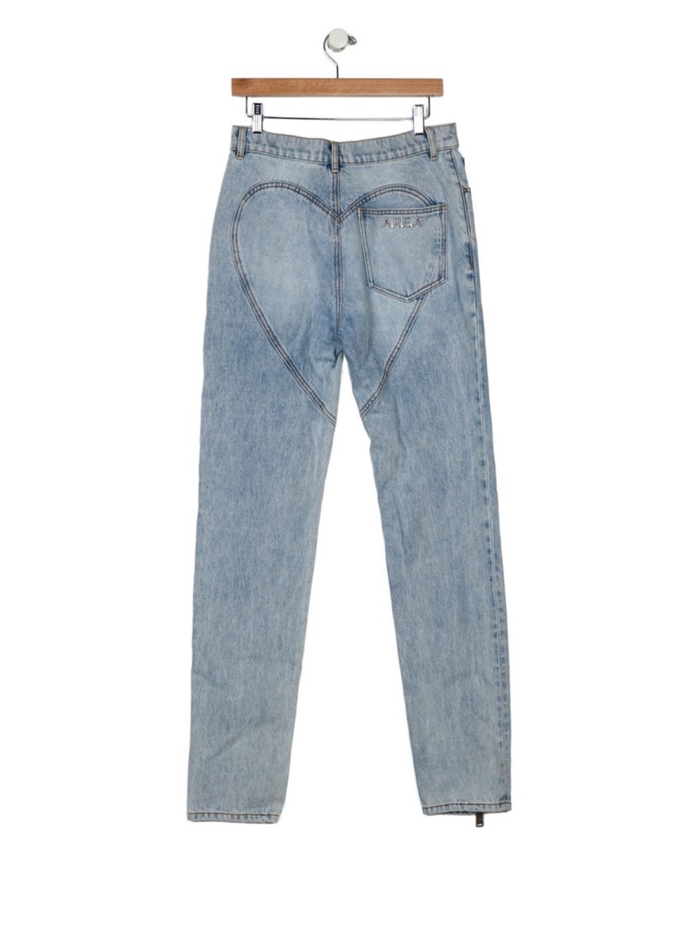 AREA Light Blue Heart-Stitch Back Pocket Jeans